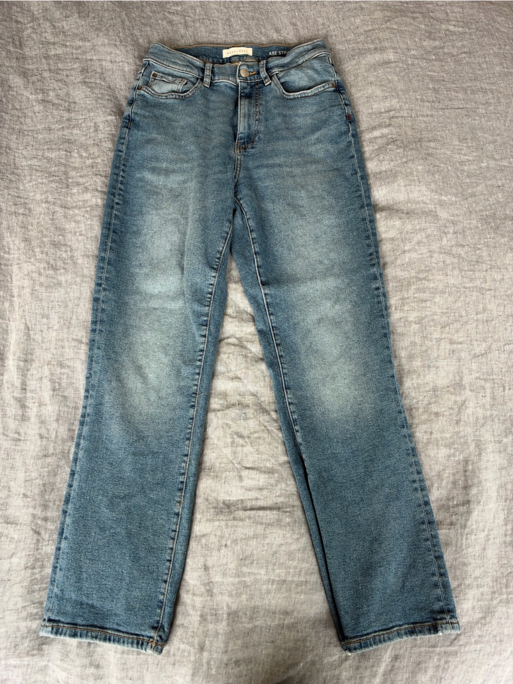 Warp + Weft ASE High Rise Straight Leg Jeans Blue
